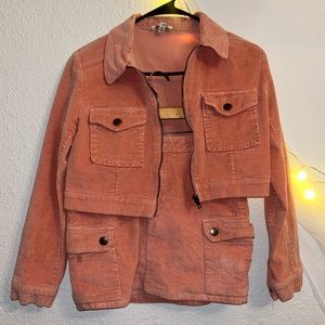 Fashion Nova Pink Corduroy Skirt and Jacket Set